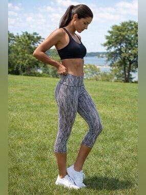 lululemon athletica Gray Geometric Crop Capris